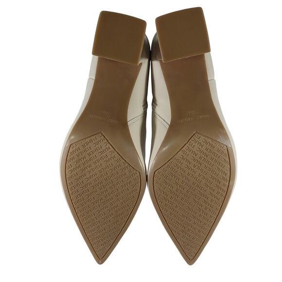 NWOT! MARC FISHER! CREAM BEIGE GENUINE LEATHER POINTY TIE ZIPPER BOOTS! SZ 10M - Picture 10 of 11